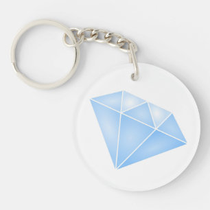 Shiny Blue Diamond Carat Key Ring