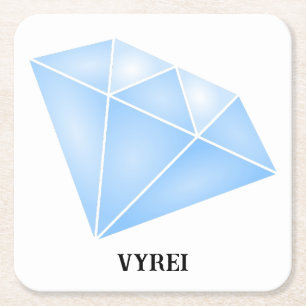 Shiny Blue Diamond Carat Square Paper Coaster