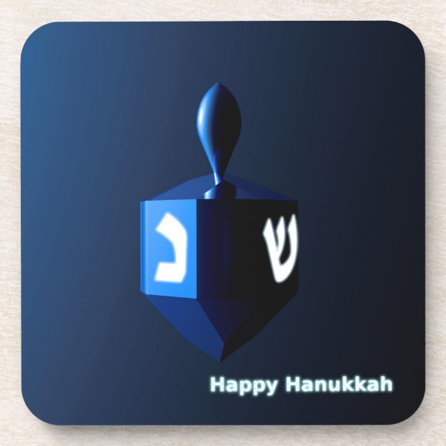 Shiny Blue Dreidel Coaster (Front)