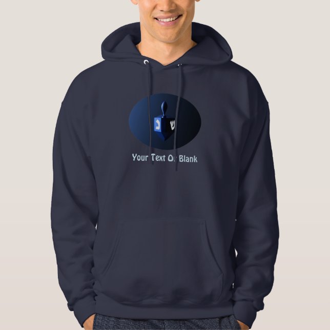 Shiny Blue Dreidel Hoodie (Front)