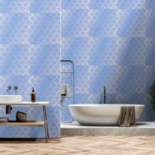 Shiny Blue Foil Lattice Wallpaper