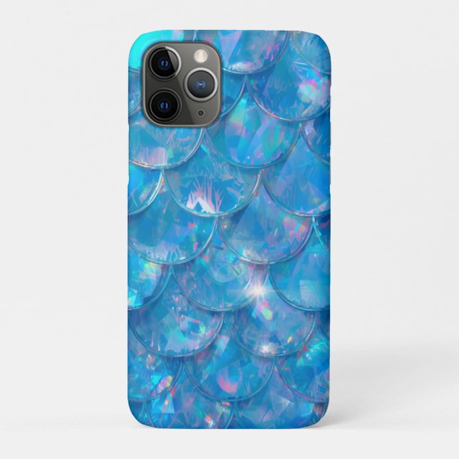 Shiny Blue Mermaid Print Case-Mate iPhone Case (Back)