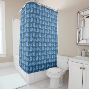 Shiny Blue Ornate Sea Shells Shower Curtain