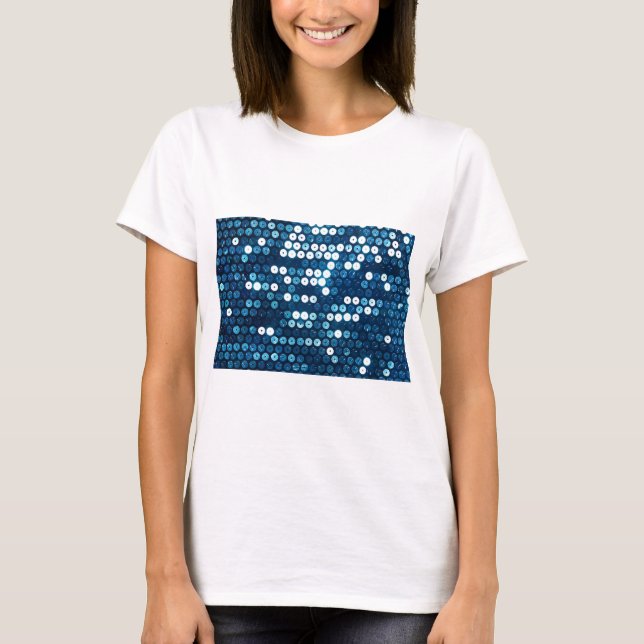 shiny blue sequins T-Shirt (Front)
