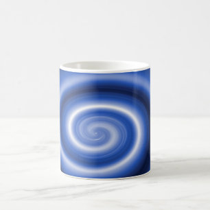 Shiny blue spiral pattern coffee mug