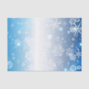 Shiny Blue Winter Wonderland Crystal Snowflakes  Tissue Paper