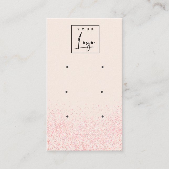 Shiny Blush Pink Glitter Texture 3 Earring Display Business Card (Front)