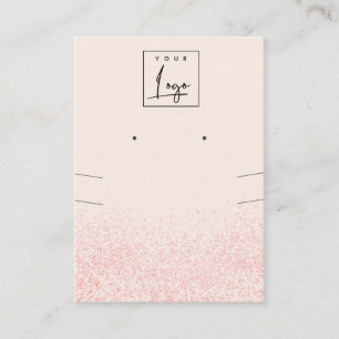 Shiny Blush Pink Glitter Texture Earring Necklace Business Card