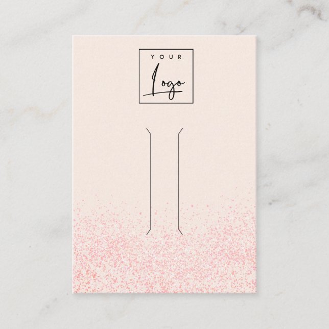 Shiny Blush Pink Glitter Texture Hair Clip Display Business Card (Front)