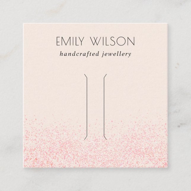 Shiny Blush Pink Glitter Texture Hair Clip Display Square Business Card (Front)
