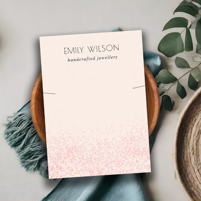 Shiny Blush Pink Glitter Texture Necklace Display Business Card (Creator Uploaded)