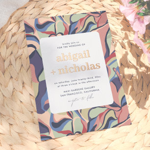Shiny Bold Colourful Abstract Floral Retro Wedding