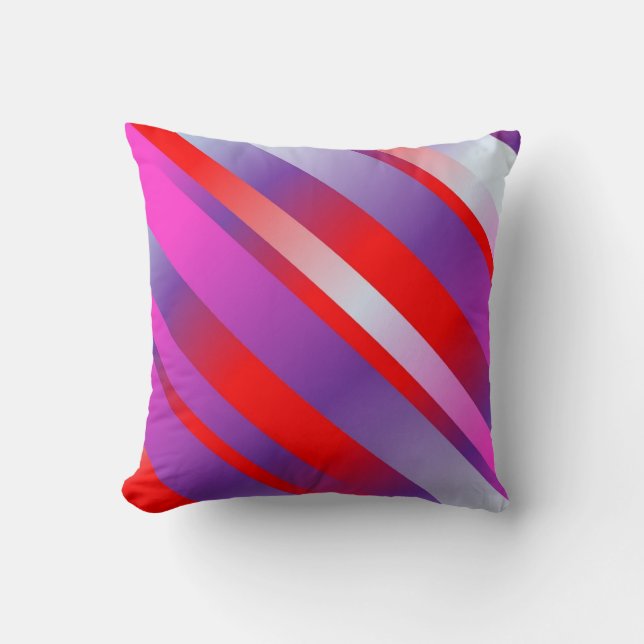 Shiny Bold Diagonal Striped Accent Pillow (Front)