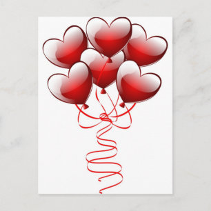 Shiny Bright Love Heart Balloons Postcard