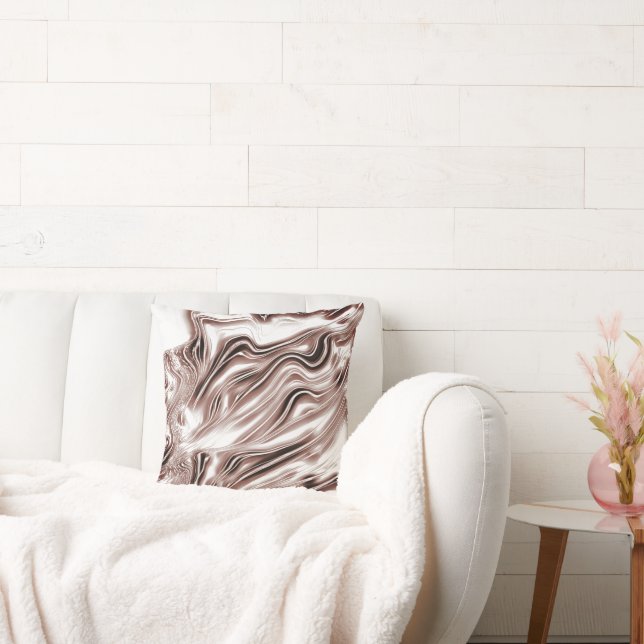 Shiny brown long wavy traces on white background  cushion (Couch)