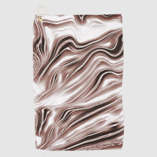 Shiny brown long wavy traces on white background golf towel