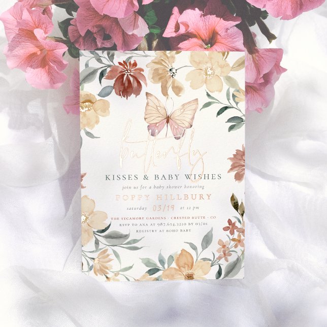 Shiny Butterfly Kisses & Wishes Girl Baby Shower (Creator Uploaded)