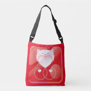 Shiny Cat Lover Button Crossbody Bag