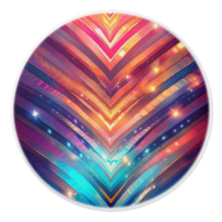 Shiny Chevron  Ceramic Knob