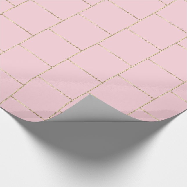 Shiny Chic Design Pink Colour Gold Striped Glam Wrapping Paper (Corner)