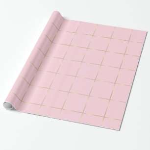 Shiny Chic Design Pink Colour Gold Striped Glamour Wrapping Paper