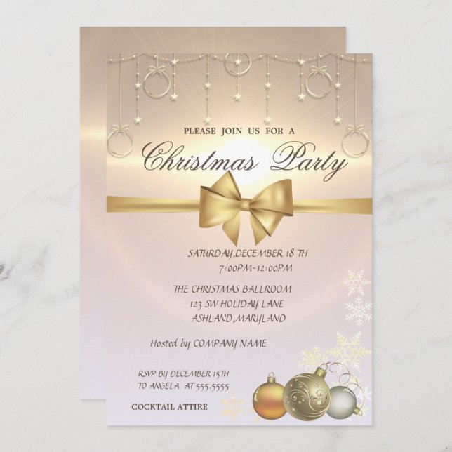 Shiny Christmas Balls, Corporate Christmas Party Invitation (Front/Back)