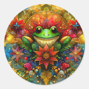 ~ SHINY Christmas FROG ~ Classic Round Sticker