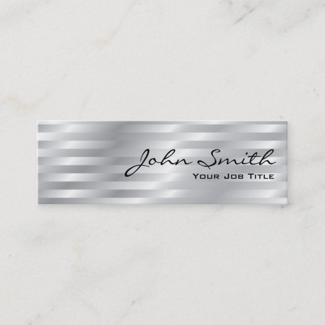 Shiny Chrome Stripes Mini Business Card (Front)