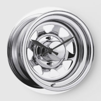 Shiny Chrome Wheel Large Clock