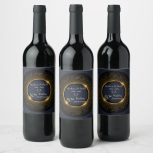 Shiny Circle and Glitter  Wine Label