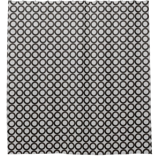 Shiny Classy Black Circles Pattern on any Colour Shower Curtain (Front)