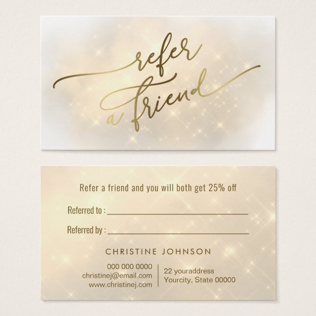shiny cloud design referral card (Front & Back)
