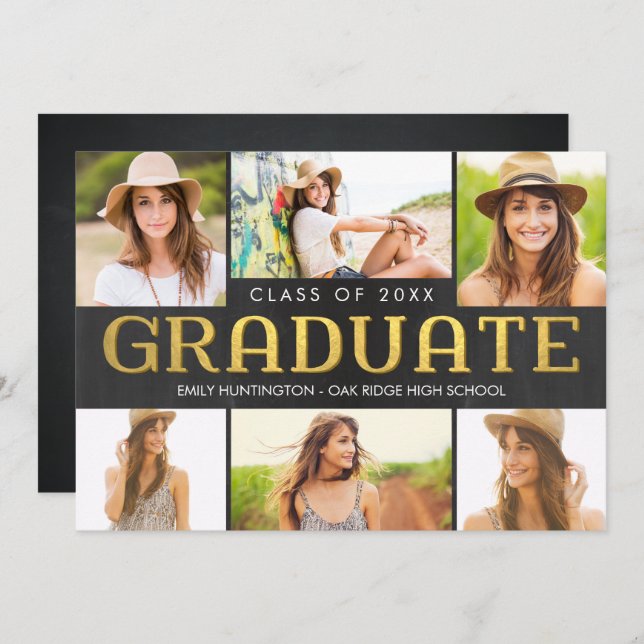 Shiny Collage Graduation Announcement Invitation (Front/Back)