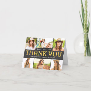 Shiny Collage Graduation Photo Thank You Card