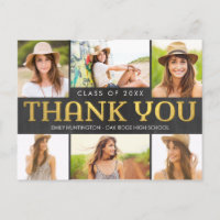 Shiny Collage Modern Graduation Thank You Postcard