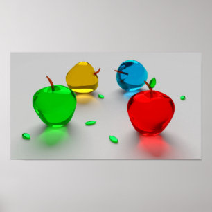 Shiny Colourful Glass Fruit Apples Poster
