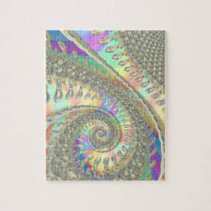Shiny Colourful Spiral Fractal Digital Abstract Ar Jigsaw Puzzle