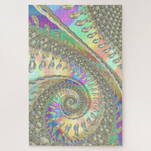 Shiny Colourful Spiral Fractal Digital Abstract Ar Jigsaw Puzzle