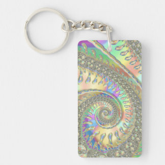 Shiny Colourful Spiral Fractal Digital Abstract Ar Key Ring