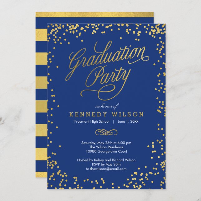 Shiny Confetti EDITABLE COLOR Graduation Party Invitation (Front/Back)