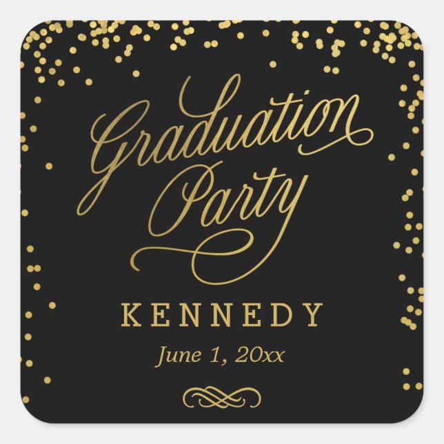 Shiny Confetti Editable Colour Graduation Stickers (Front)