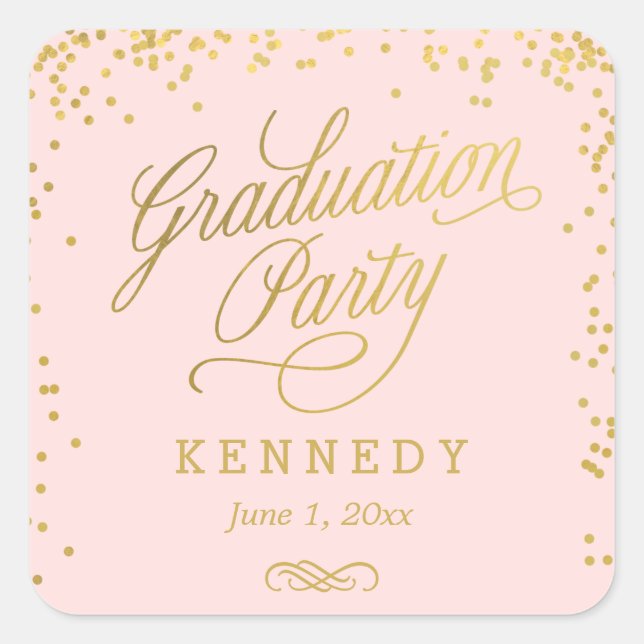 Shiny Confetti Editable Colour Graduation Stickers (Front)