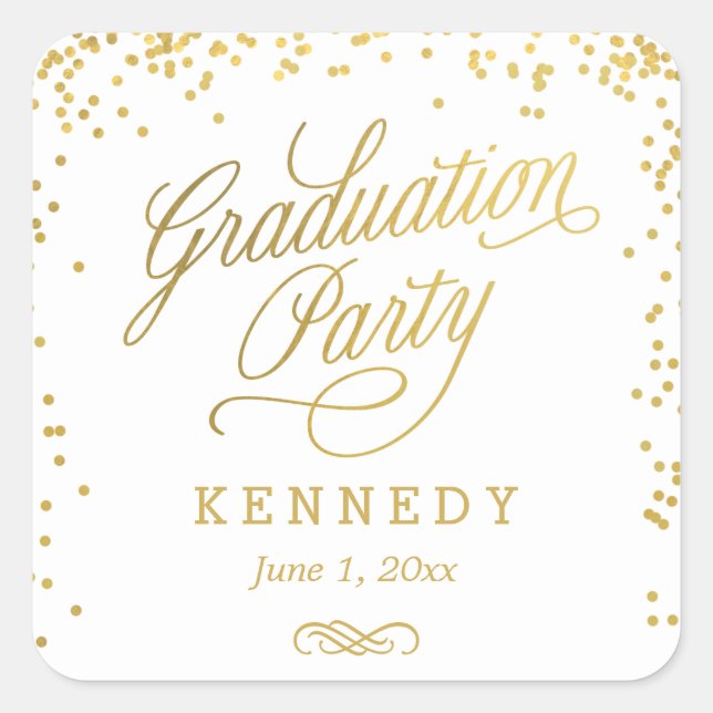 Shiny Confetti Editable Colour Graduation Stickers (Front)