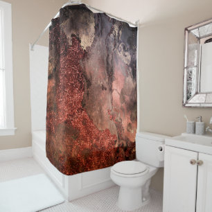 Shiny Copper Gold Glitter Ink Emerald Marble Shower Curtain