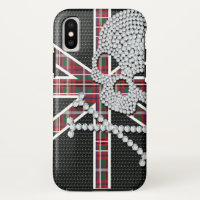 Shiny Diamond Skull Black Red Grid