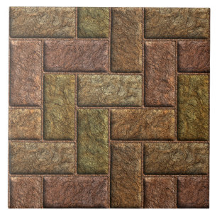 Shiny digital bricks pattern bronze and copper tile