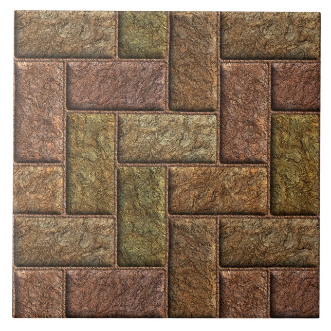Shiny digital bricks pattern bronze and copper tile (Front)