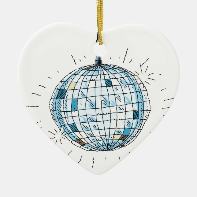 Shiny Disco Ball Ceramic Tree Decoration (Front)
