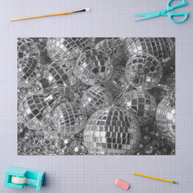 Shiny Disco Ball Ornaments Black and White Photo Tissue Paper (Craft)