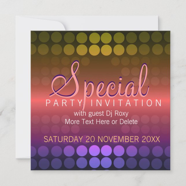 Shiny Disco Dots Special Party Invitation (Front)